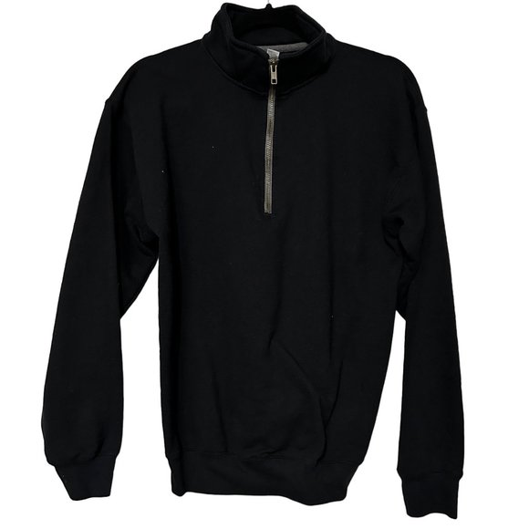 Gildan Black Half Zip Long Sleeve Pullover Sweatshirt Women Medium 1557 - Picture 1 of 4